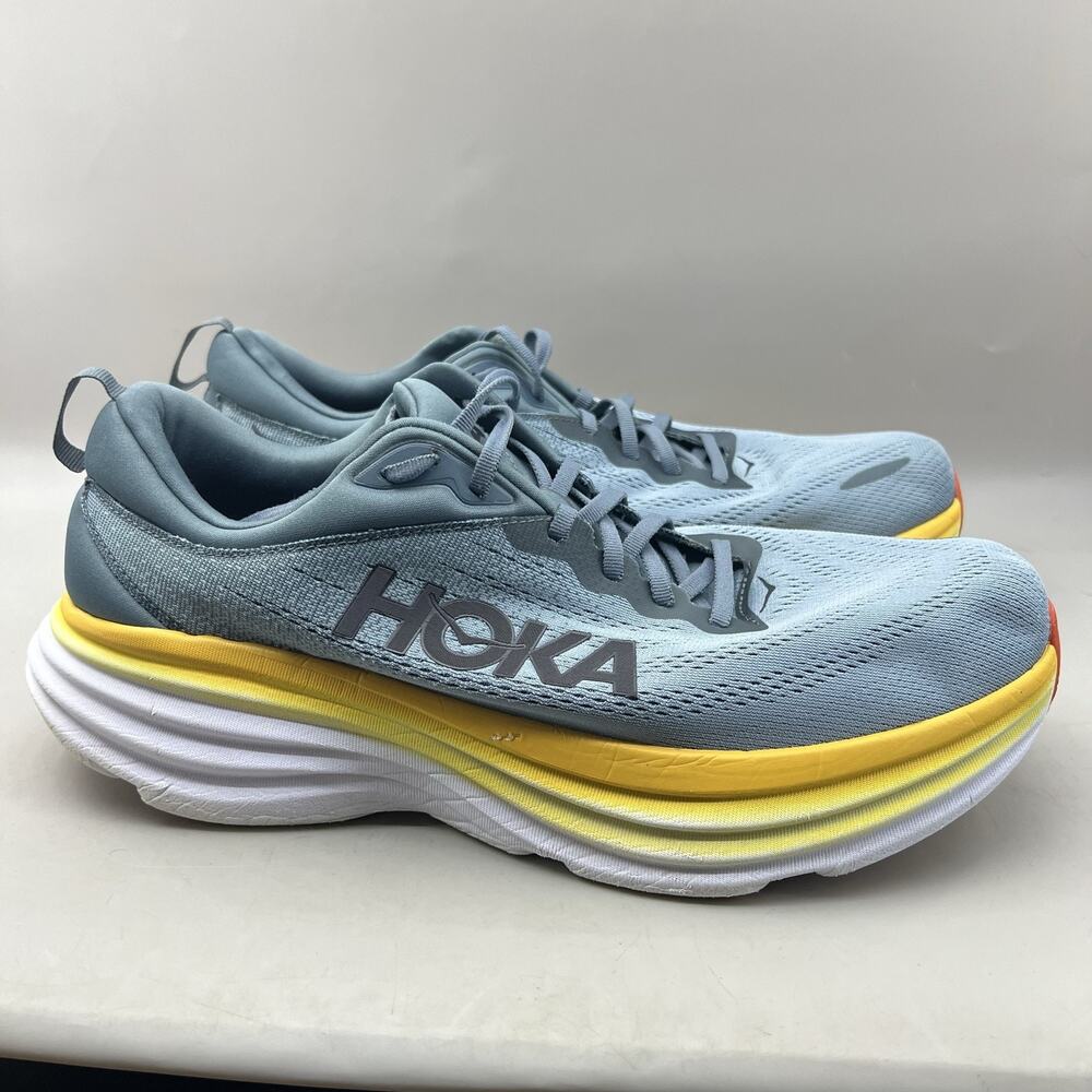 Hoka One One Bondi 8 Running Shoes Men Size 12.5 2E Wide Blue Comfort Sneakers